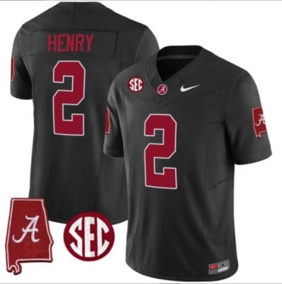 Derrick Henry Jersey #9 Alabama Crimson Tide Vapor Stitched Football Alabama Map Black