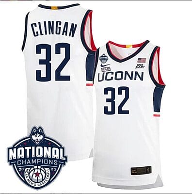 Donovan Clingan Jersey #31 UConn Huskies 2023 National Champions College Basketball White Home