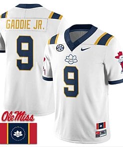 DeShawn Gaddie Jr Jersey #9 Ole Miss Rebels Football Flag Patch All Stitched White 1