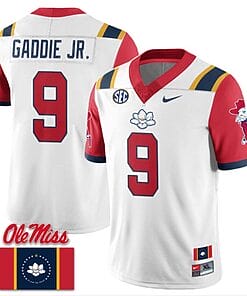 DeShawn Gaddie Jr Jersey #9 Ole Miss Rebels Football Flag Patch All Stitched White 2