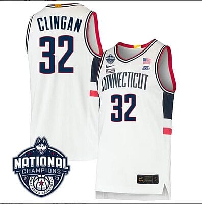 Donovan Clingan Jersey #31 UConn Huskies 2023 National Champions College Basketball White