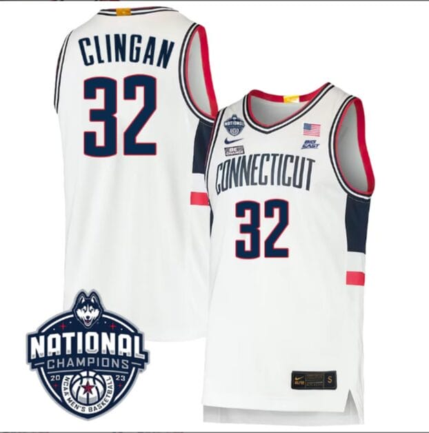 Donovan Clingan Jersey #31 UConn Huskies 2023 National Champions College Basketball White
