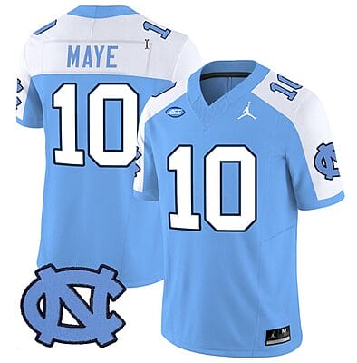 Drake Maye Jersey #10 North Carolina Tar Heels Vapor Limited College Football Blue Alternate