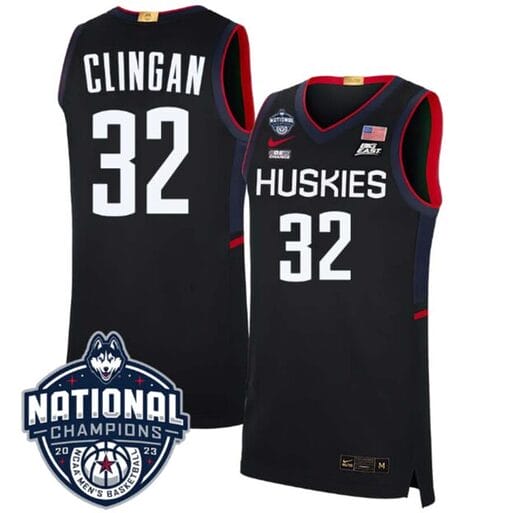 Donovan Clingan Jersey #31 UConn Huskies 2023 National Champions College Basketball Black