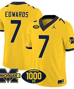 Donovan Edwards Jersey #7 Michigan Wolverines 1000 Wins Patch Vapor Limited Football Maize