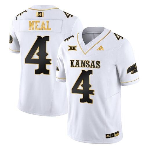 Devin Neal Jersey #4 Kansas Jayhawks Blackhawk Gold Vapor Football White Gold