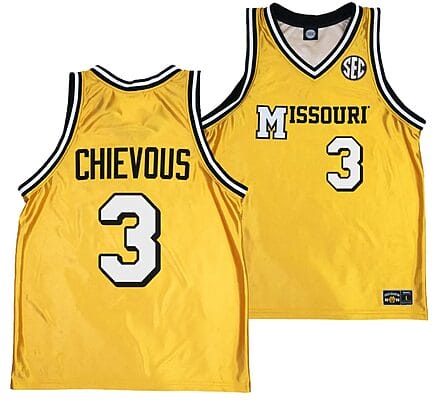 Derrick Chievous Jersey #3 Missouri Tigers Alternate Basketball Throwback Legacy Uniform Gold
