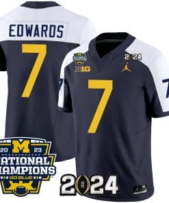 Donovan Edwards Jersey #7 Michigan Wolverines Vapor Limited Football 2024 National Champions Patch Alternate