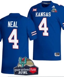 Devin Neal Jersey #4 Kansas Jayhawks 2023 Guaranteed Rate Bowl Champs Football Royal
