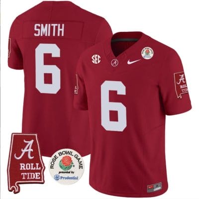 DeVonta Smith Jersey #6 Alabama Crimson Rose Bowl Patch Football Crimson