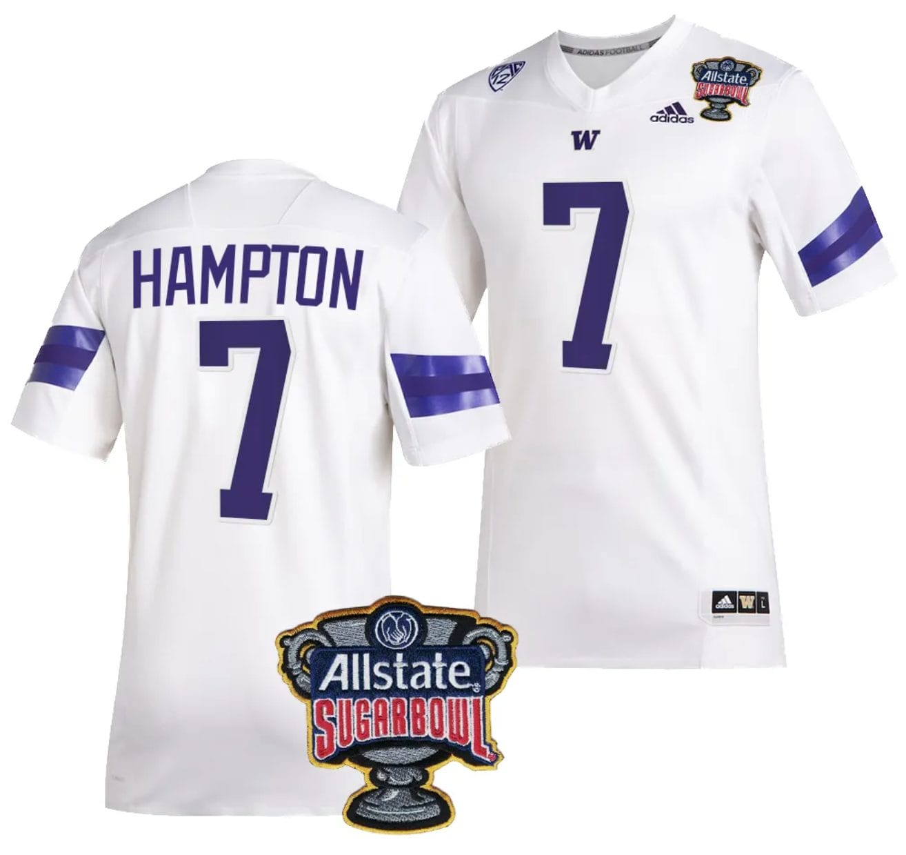 Dominique Hampton Jersey #7 Washington Huskies Allstate Sugar Bowl Patch 2024 College Football White