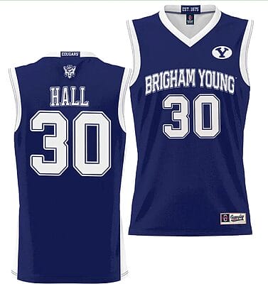 Dallin Hall Jersey #30 BYU Cougars NIL College Basketball Jersey Lightweight Navy