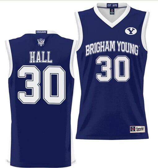 Dallin Hall Jersey #30 BYU Cougars NIL College Basketball Jersey Lightweight Navy