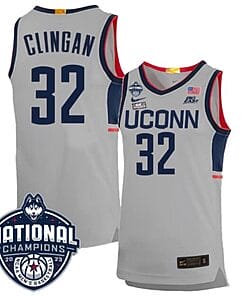 Donovan Clingan Jersey #31 UConn Huskies 2023 National Champions College Basketball Gray