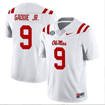 DeShawn Gaddie Jr Jersey #9 Ole Miss Rebels Football All Stitched White