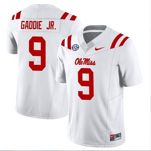 DeShawn Gaddie Jr Jersey #9 Ole Miss Rebels Football All Stitched White