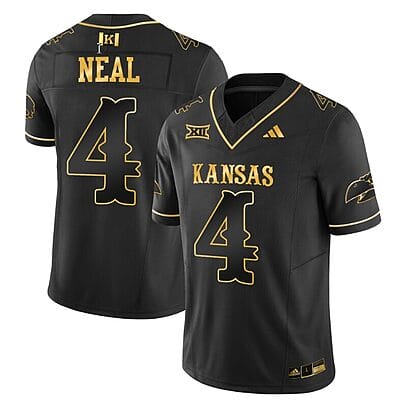 Devin Neal Jersey #4 Kansas Jayhawks Blackhawk Gold Vapor Football Black Gold