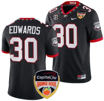 Daijun Edwards Jersey #30 Georgia Bulldogs Orange Bowl Patch 2023 College Football Black