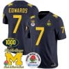 Donovan Edwards Jersey #7 Michigan Wolverines Vapor Stitched 1000 Wins Rose Bowl Patch Navy