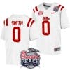 Deion Smith Jersey #0 Ole Miss Rebels Peach Bowl Patch 2024 College Football White