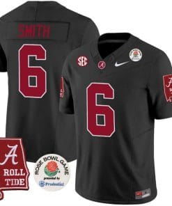DeVonta Smith Jersey #6 Alabama Crimson Rose Bowl Patch Football Black
