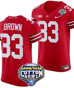 Devin Brown Jersey #33 Ohio State Buckeyes Cotton Bowl Patch 2023 Football Scarlet