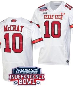 Drae McCray Jersey #10 Texas Tech Red Raiders Independence Bowl Patch Football 2023 White