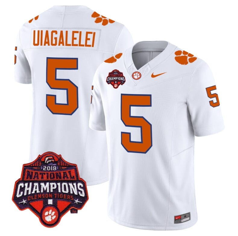 DJ Uiagalelei Jersey #5 Clemson Tigers Vapor Limited Champions Patch College Football Stitched White