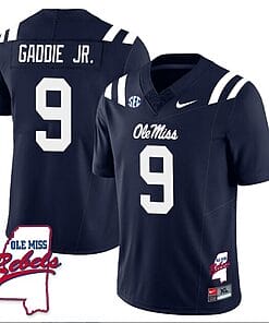 DeShawn Gaddie Jr Jersey #9 Ole Miss Rebels Football Ole Map All Stitched Navy