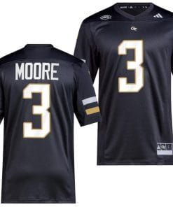 DJ Moore Jersey #3 Georgia Tech Yellow Jackets 2023 Premier Football Uniform Black
