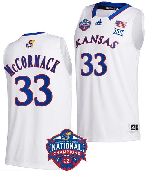 David McCormack Jersey #33 Kansas Jayhawks Basketball 2022 NCAA National Champions White