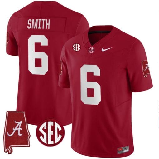 DeVonta Smith Jersey #6 Alabama Crimson Tide Vapor Stitched Football Alabama Map Crimson