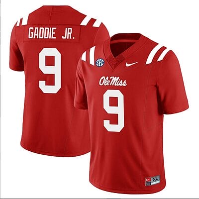 DeShawn Gaddie Jr Jersey #9 Ole Miss Rebels Football All Stitched Red