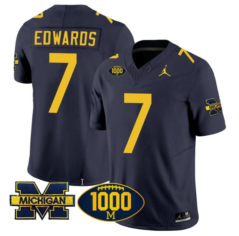 Donovan Edwards Jersey #7 Michigan Wolverines 1000 Wins Patch Vapor Limited Football Navy
