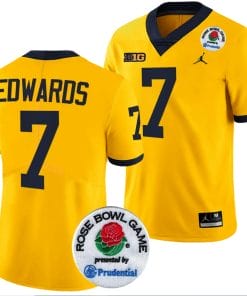 Donovan Edwards Jersey #7 Michigan Wolverines Rose Bowl Game 2024 Patch College Football Playoff Maize