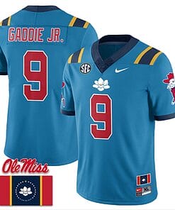 DeShawn Gaddie Jr Jersey #9 Ole Miss Rebels Football Flag Patch All Stitched Blue 2