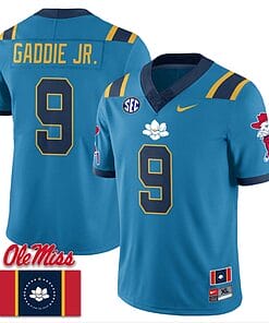 DeShawn Gaddie Jr Jersey #9 Ole Miss Rebels Football Flag Patch All Stitched Blue 1