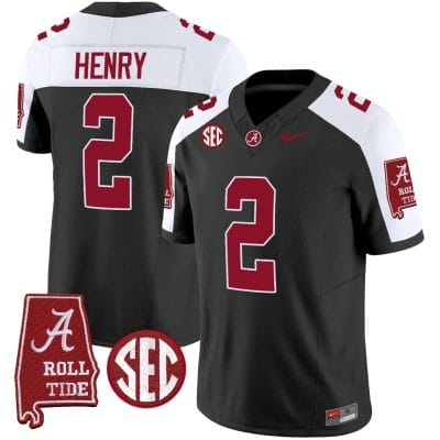 Derrick Henry Jersey #2 Alabama Crimson Tide Vapor Limited Football Alabama Map Black Alternate