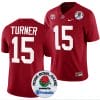 Dallas Turner Jersey #15 Alabama Crimson Tide Rose Bowl Game 2024 Patch College Football Playoff Crimson