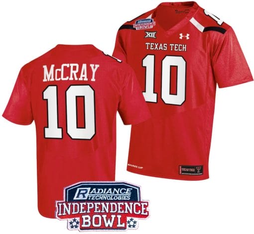 Drae McCray Jersey #10 Texas Tech Red Raiders Independence Bowl Patch Football 2023 Red