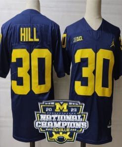Daxton Hill Jersey #30 Michigan Wolverines Football 2023 National Champions Patch Navy