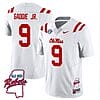 DeShawn Gaddie Jr Jersey #9 Ole Miss Rebels Football Ole Map All Stitched White