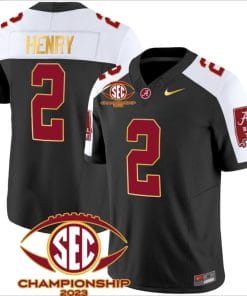 Derrick Henry Jersey #2 Alabama Crimson SEC Championship 2023 Patch Vapor Gold Football Black Alternate