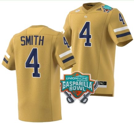 Dontae Smith Jersey #4 Georgia Tech Yellow Jackets 2023 Gasparilla Bowl Patch Football Brown