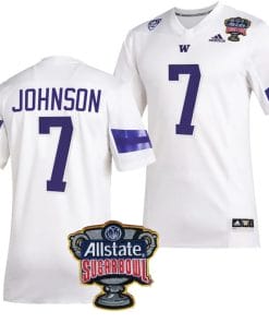 Dillon Johnson Jersey #7 Washington Huskies Allstate Sugar Bowl Patch 2024 College Football White