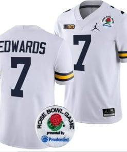 Donovan Edwards Jersey #7 Michigan Wolverines Rose Bowl Game 2024 Patch College Football Playoff White