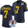 Donovan Edwards Jersey #7 Michigan Wolverines Rose Bowl 2024 Patch College Football Playoff Navy