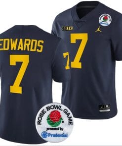 Donovan Edwards Jersey #7 Michigan Wolverines Rose Bowl 2024 Patch College Football Playoff Navy