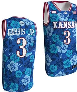 Dajuan Harris Jr Jersey #3 Kansas Jayhawks Bill Self Game College Basketball Blue Maui Strong