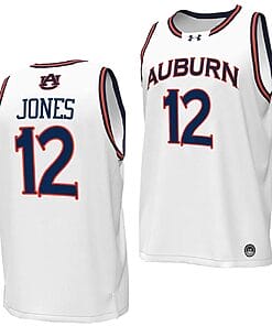 Denver Jones Jersey #12 Auburn Tigers Replica College Basketball 2023-24 White